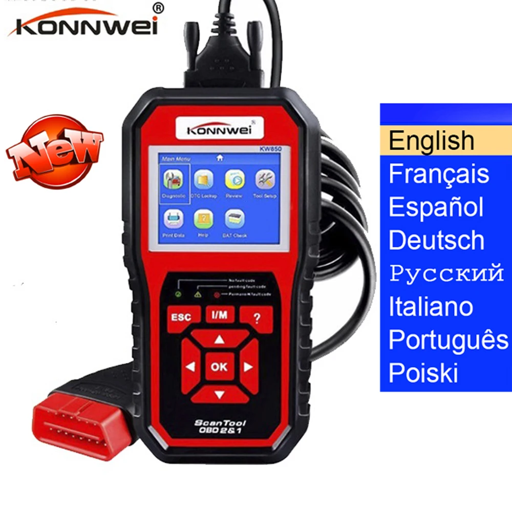 Outil de diagnostic automatique professionnel pour toutes les voitures après 1996, lecteur de code automobile, EAU OBD2, KW850, OBD II et EOBD