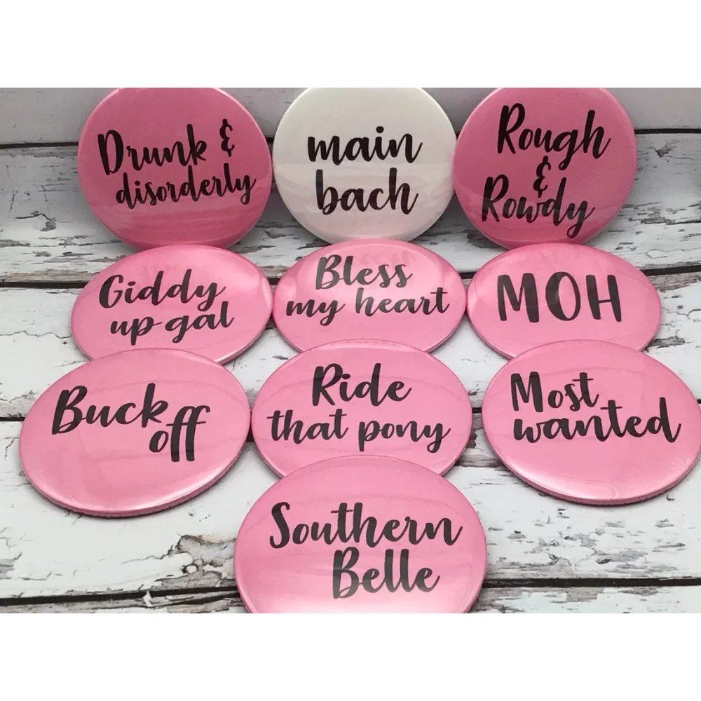 

10-pack Disco Cowgirl Bachelorette Buttons Nashville Bach Favors for Last Rodeo & Disco Party Supplies Bride To Be Wedding Decor