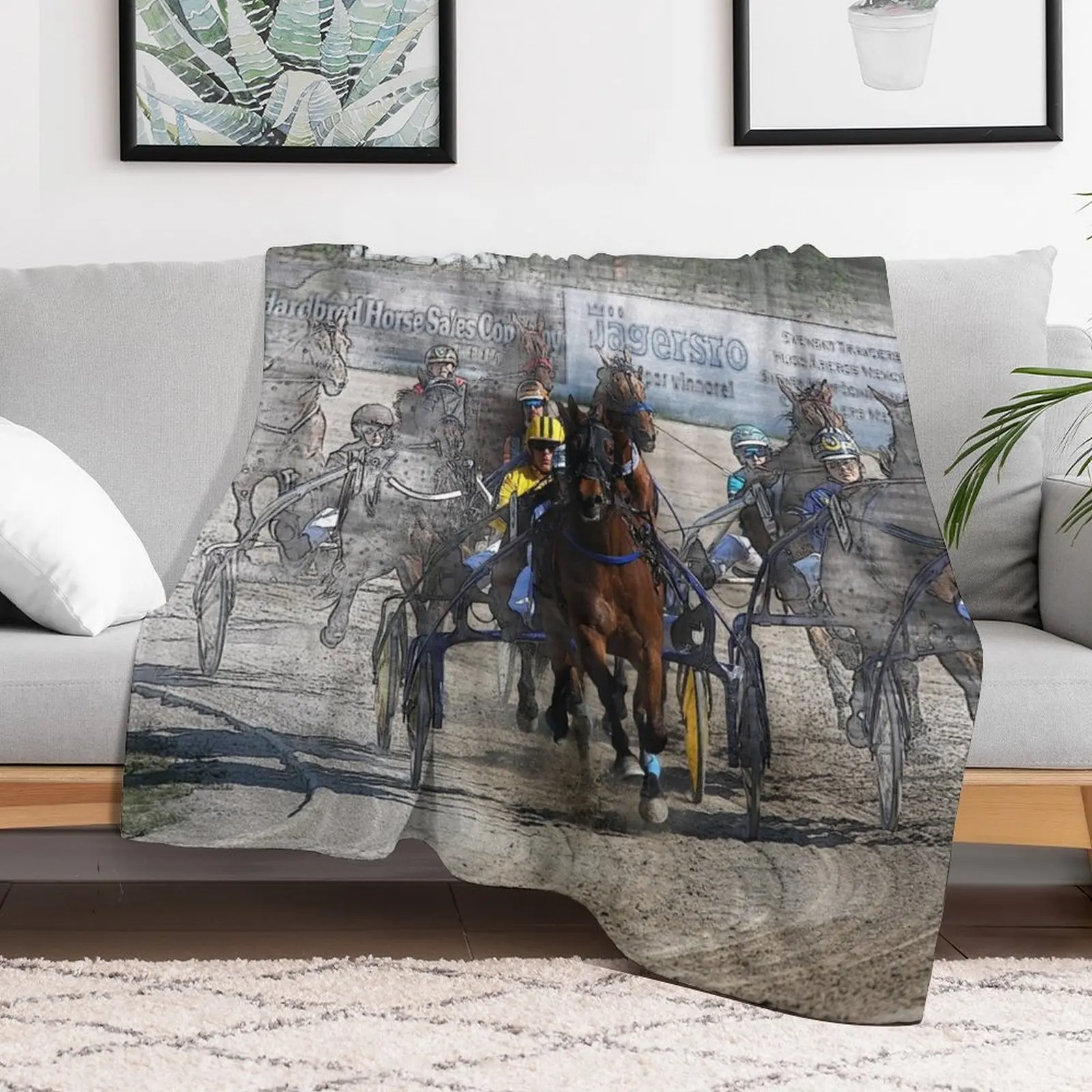 harness horse cart racing - Pencil, Original Throw Blanket sofa bed Quilt Flannels Personalized Gift Blankets