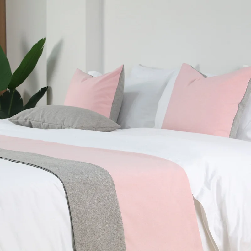 

Simple Modern Bed Flag Bed Runner Luxury Homestay Cotton Linen Bed Tail Towel Wedding Room Hotel Bed Tail Pillowcase