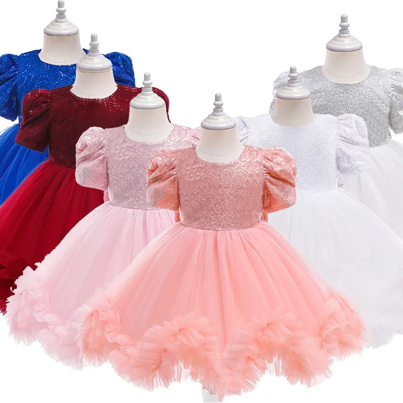 

Baby Girl Birthday Dress Newborn Christening Gown Infant Kids Toddler Baptism Wedding Dresses Pageant Sequins Costume Vestidos