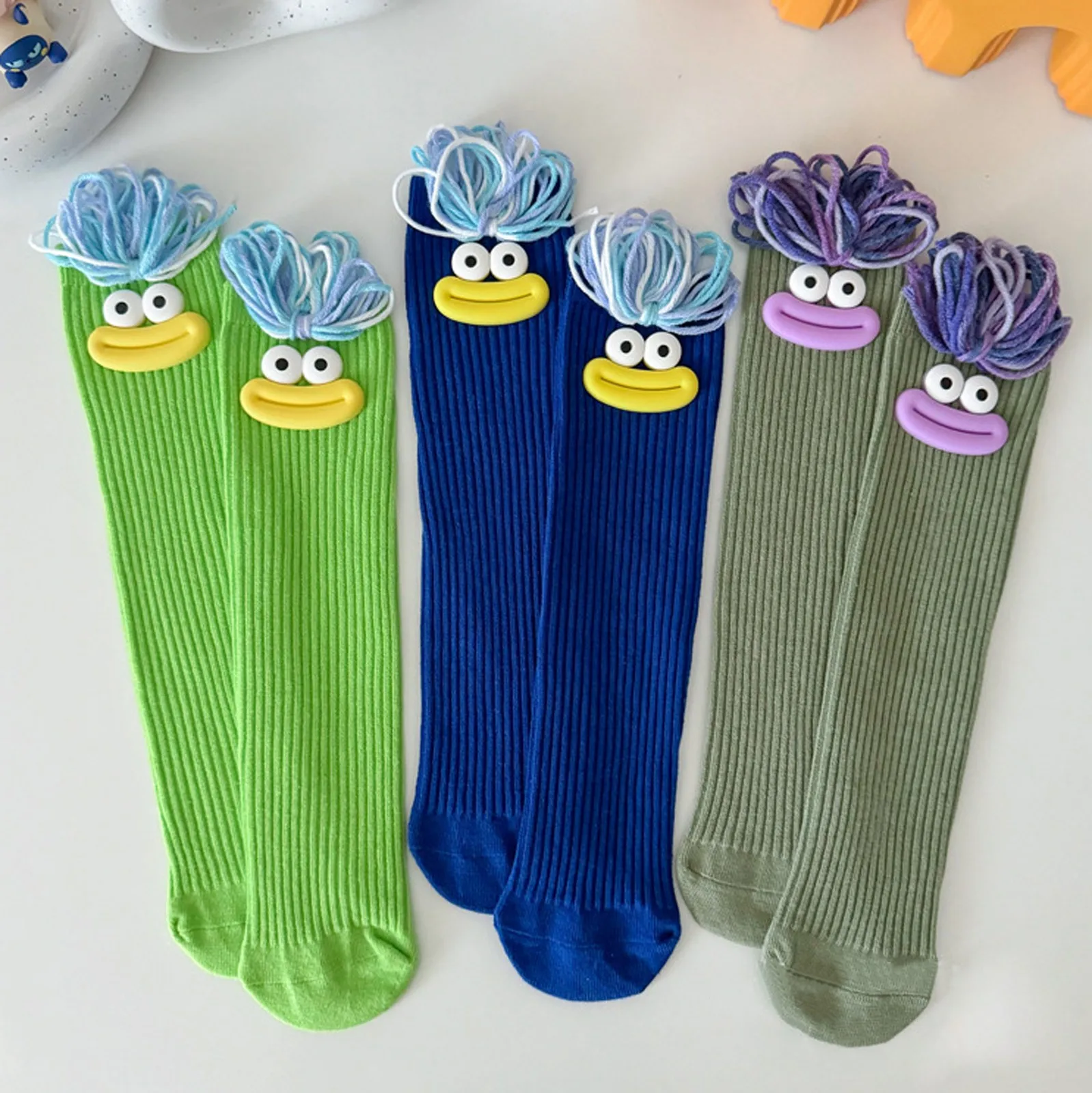 Frau Mittlere Länge Kawaii Cartoon Bunte Socke Mädchen Großen Mund Zöpfe Lustige Baumwolle Lange Socken Weibliche Nette Über Knie Hohe Strümpfe – Detail 27