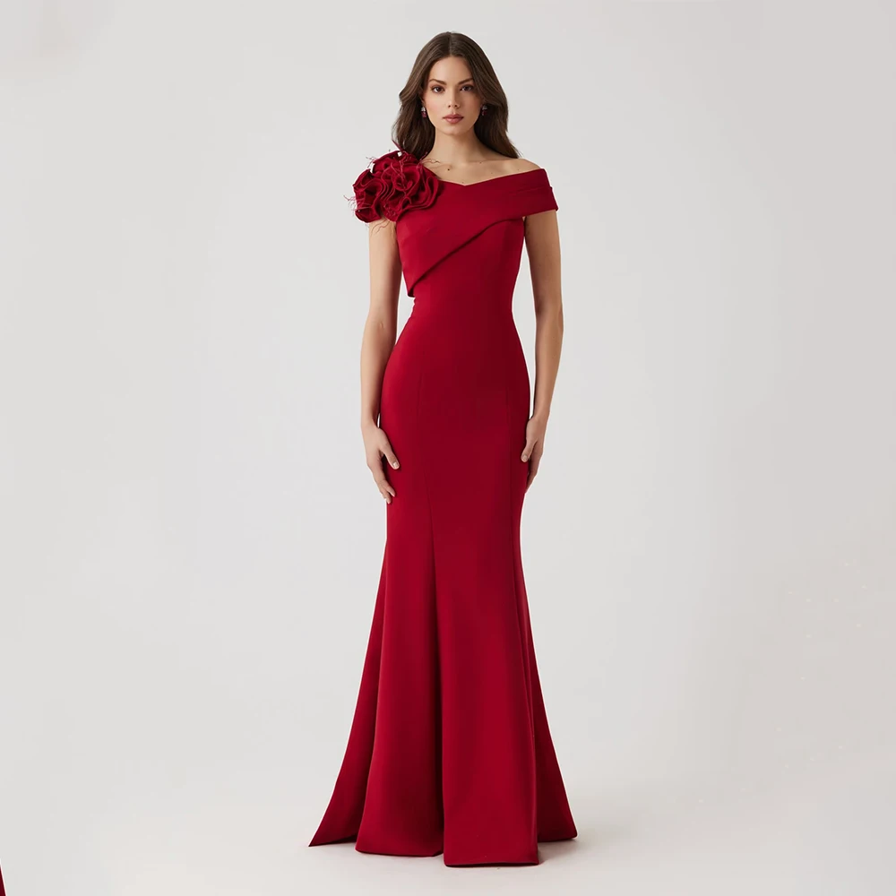 

Arya Classic Evening Dresses Jersey for Floor-Length Off the Shoulder Prom Dress Mermaid Flowers Vestidos De Fiesta Customized
