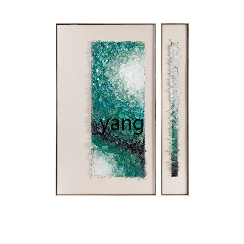 LTT simple modern living room decorative painting abstract hand collage sea glass hanging painting