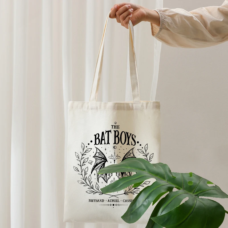 The Bat Boys Vintage Acotar Bookish Pattern Tote Bag for Women Summer Travel Handbag Girls Back to School Gifts Ladys Handbags