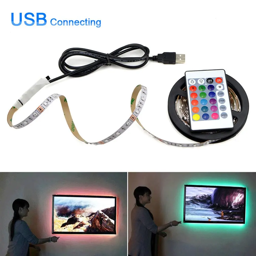 LED Strip Light Flexible RGB 2835 USB 5V Decoration Lighting Remote Controller Lamp For Festival Party Bedroom TV BackLight