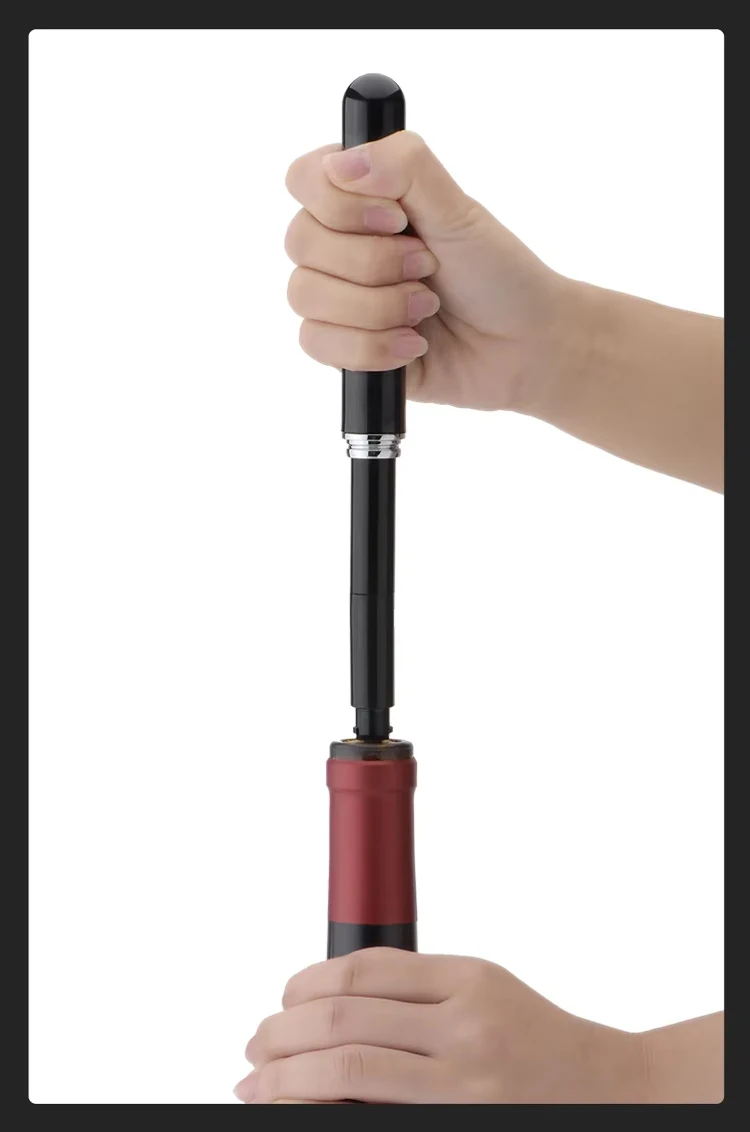 2-in-1 Tragbarer Handluftpumpen-Korkenzieher, Einfach zu Bedienender Weinöffner mit Folienabschneider – Detail 9