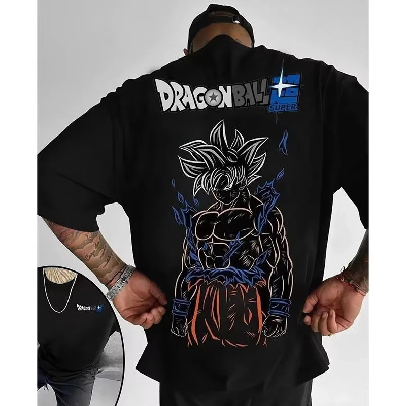 

Лето 2023. Новая мужская футболка: Dragon Ball Super Saiyan с принтом японского аниме, уличная модная хлопковая футболка с короткими рукавами и круглым вырезом