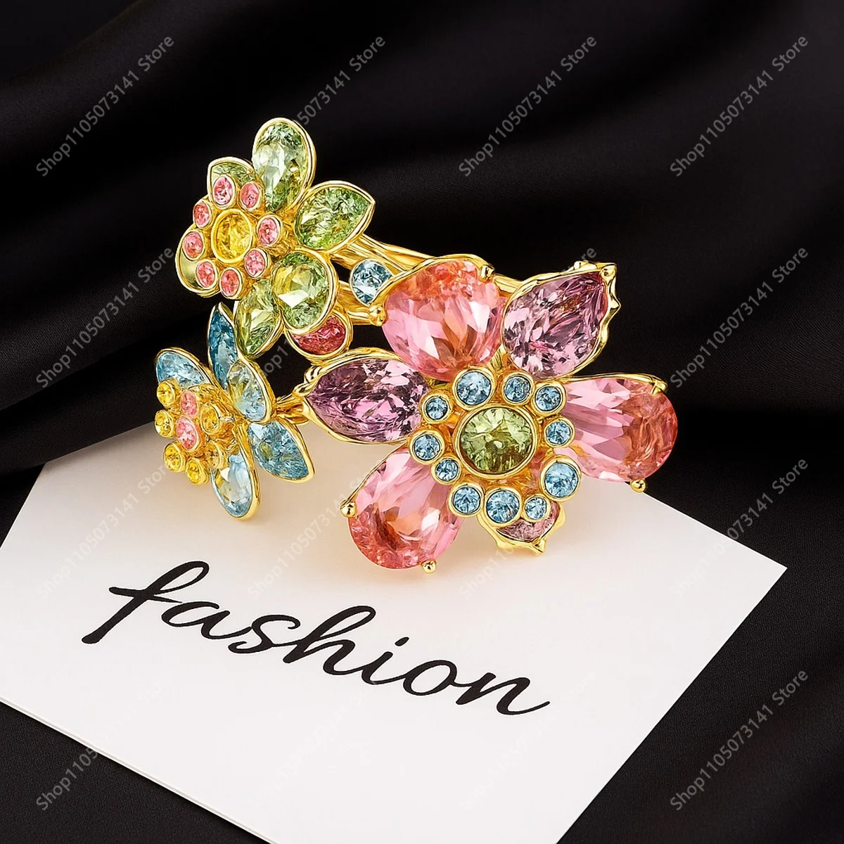 

Элегантное и великолепное кольцо с цирконом в виде разноцветного цветочного узорца, идеально подходящее для банкетов и вечеринок, универсальное украшение - подарок на день рождения.