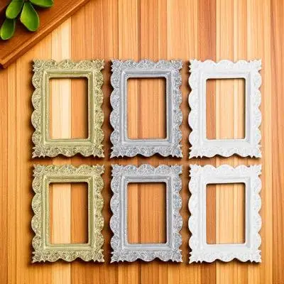 

6Pcs Miniature Picture Frames Set Resin Mini Photo Props for DIY Crafts Vintage Style Decor Small Frame Collection