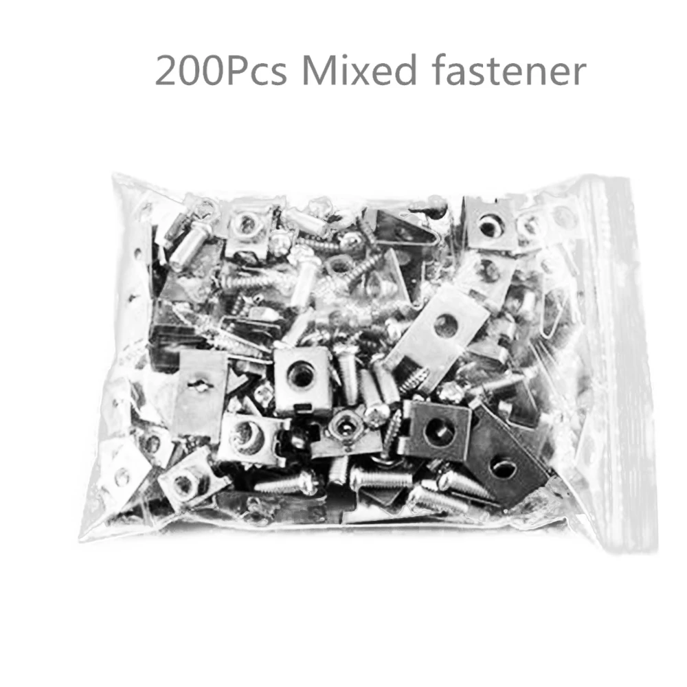 

Mixed Auto Car body door panel fastener fixed screw U Type gasket fender metal clips 200pcs/lot