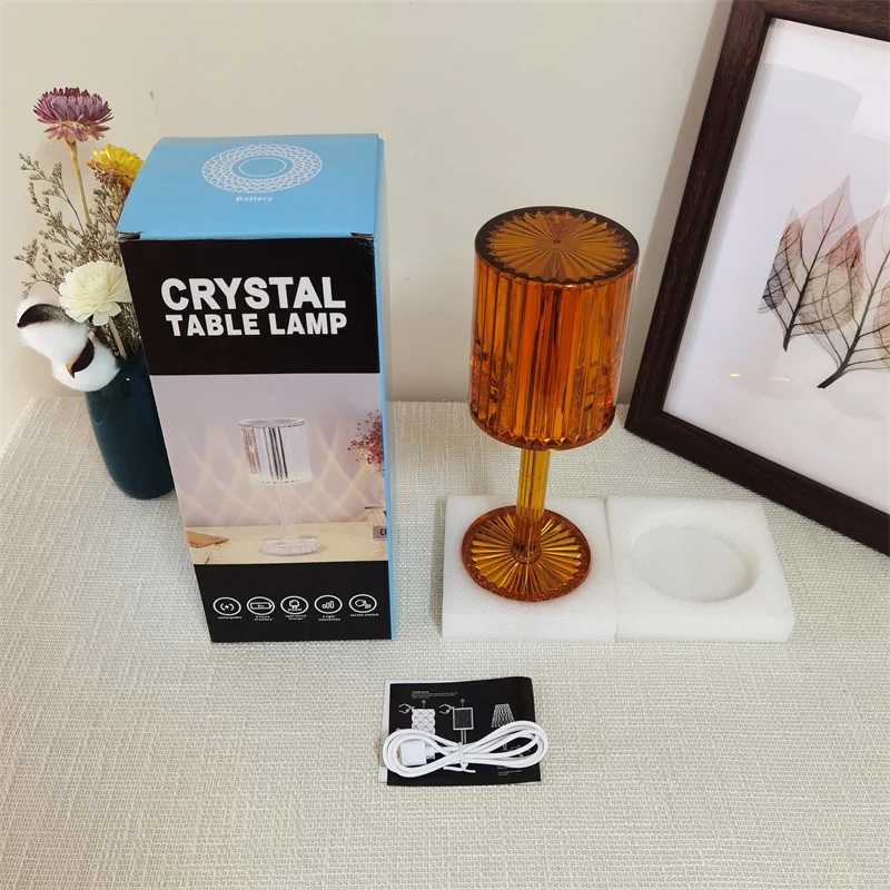 Crystal Aurora Cordless LED Table Lamps Touch Control Battery Operated for Bedroom Dining & Hotel Decoration