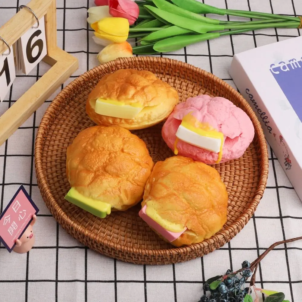Comida de simulación segura, juguete para pellizco de comida horneada, croissant, Puffs, juguete para apretar en forma de postre de PU, juguete creativo suave de rebote lento para niños