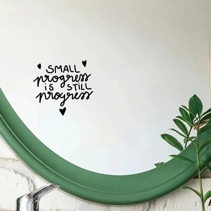 Small Progress Is Still Progress, Mirror Makeup Mirror Stickers, Car Sticker, Car Window Decoration, Vinyl Sticker