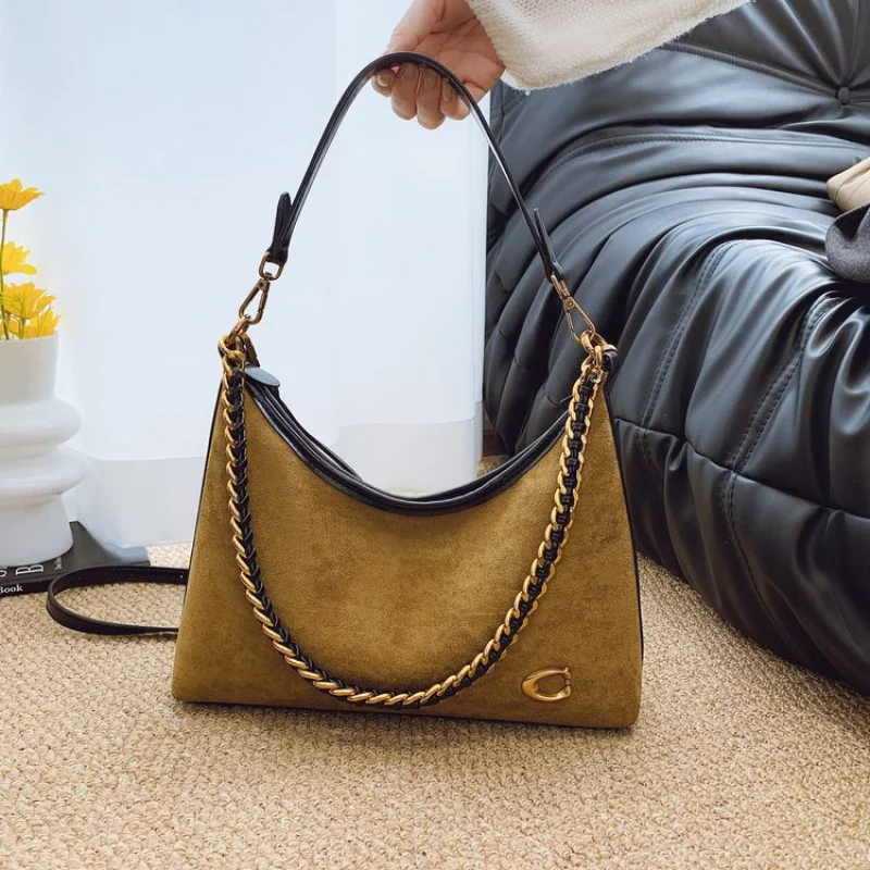 Bolsa crossbody feminina chique feita de couro de cabra, tirana sofisticada, casual, espaçosa, macia, aparência diária ​