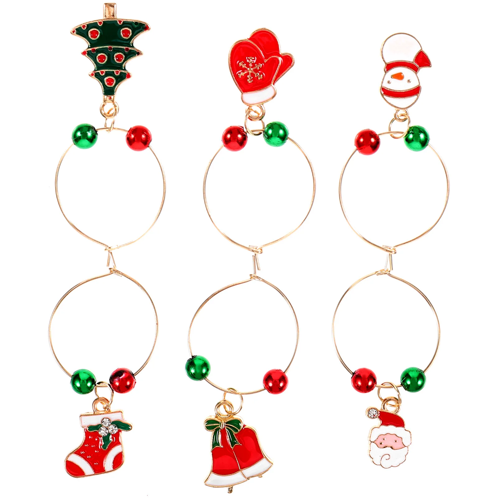 

Набор из 6 брелоков для бокалов: рождественские украшения, праздничные идентификаторы для напитков, маркеры для стаканов, подвески для праздничных торжеств