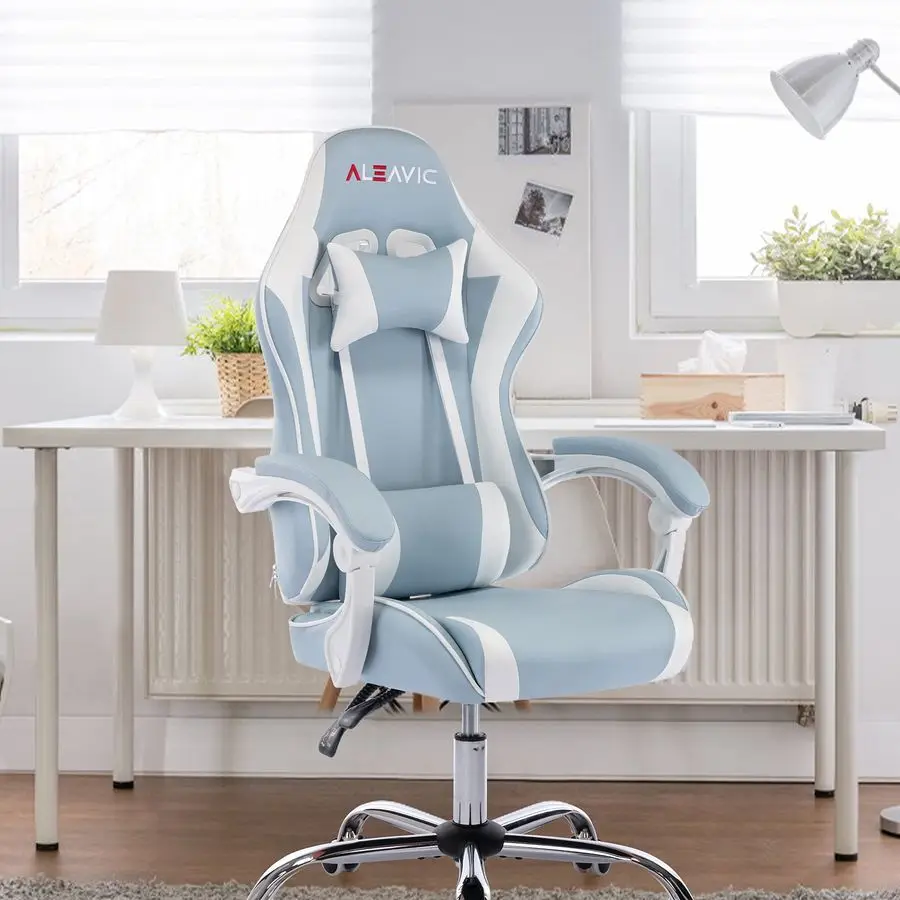

Gaming Chair for Adults, High Back Ergonomic Computer Gaming Chair with Headrest and Lumbar Support, Blue