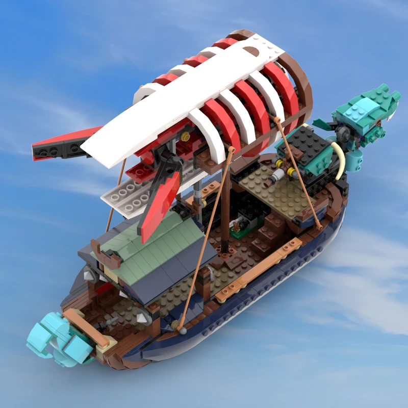 

888 шт. MOC Охотник драконов, воздушные длинные лодочные строительные блоки викингов, рождественский подарок, вдохновляет неограниченное количество творчества, строительный набор