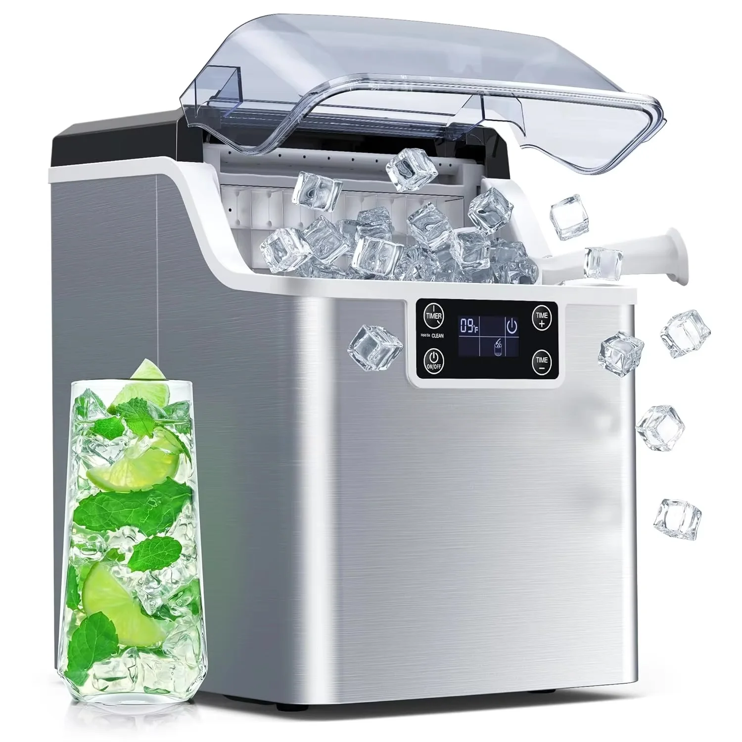 

For Electric Portable Countertop Ice 44 Lbs 24 Ice Cubes Ready 13 Minutes 2 Water Filling Methods Houseuse