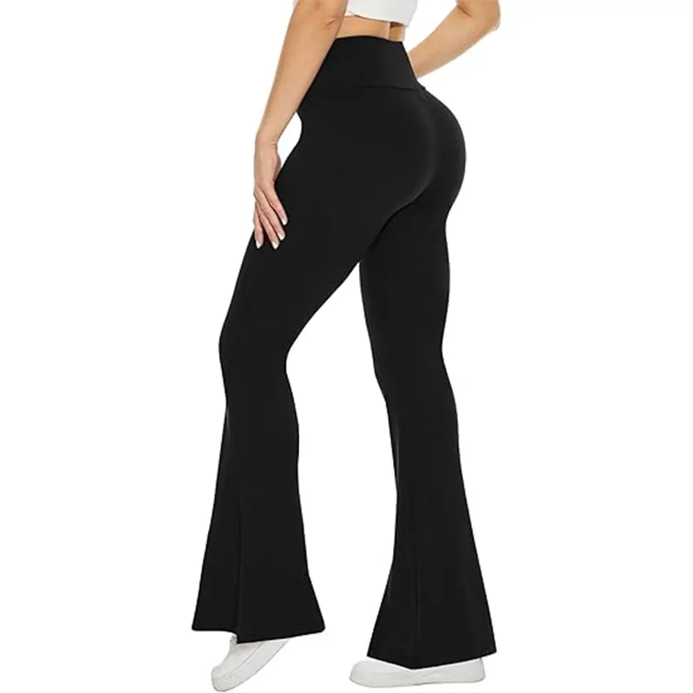 กางเกงขายาวทรงบานเอวสูงแบบครอสโอเวอร์สำหรับฤดูร้อน ให้ความรู้สึกเหมือนไม่ได้ใส่ ช่วยยกกระชับสะโพก ทรงบูทคัท กระชับสัดส่วน กางเกงกีฬา ยีนส์