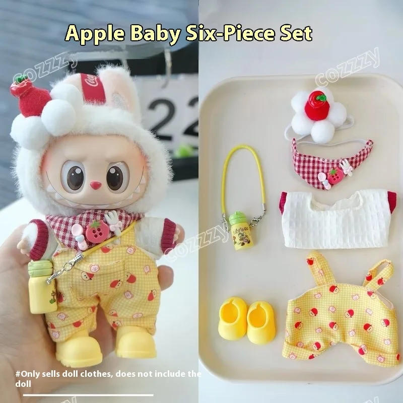 

2025 New Arrival For 17cm/15cm Labubu Clothes No Doll Dopamine Colorful Doll Clothes Headphones Hat Bag Accessories Outfits Gift