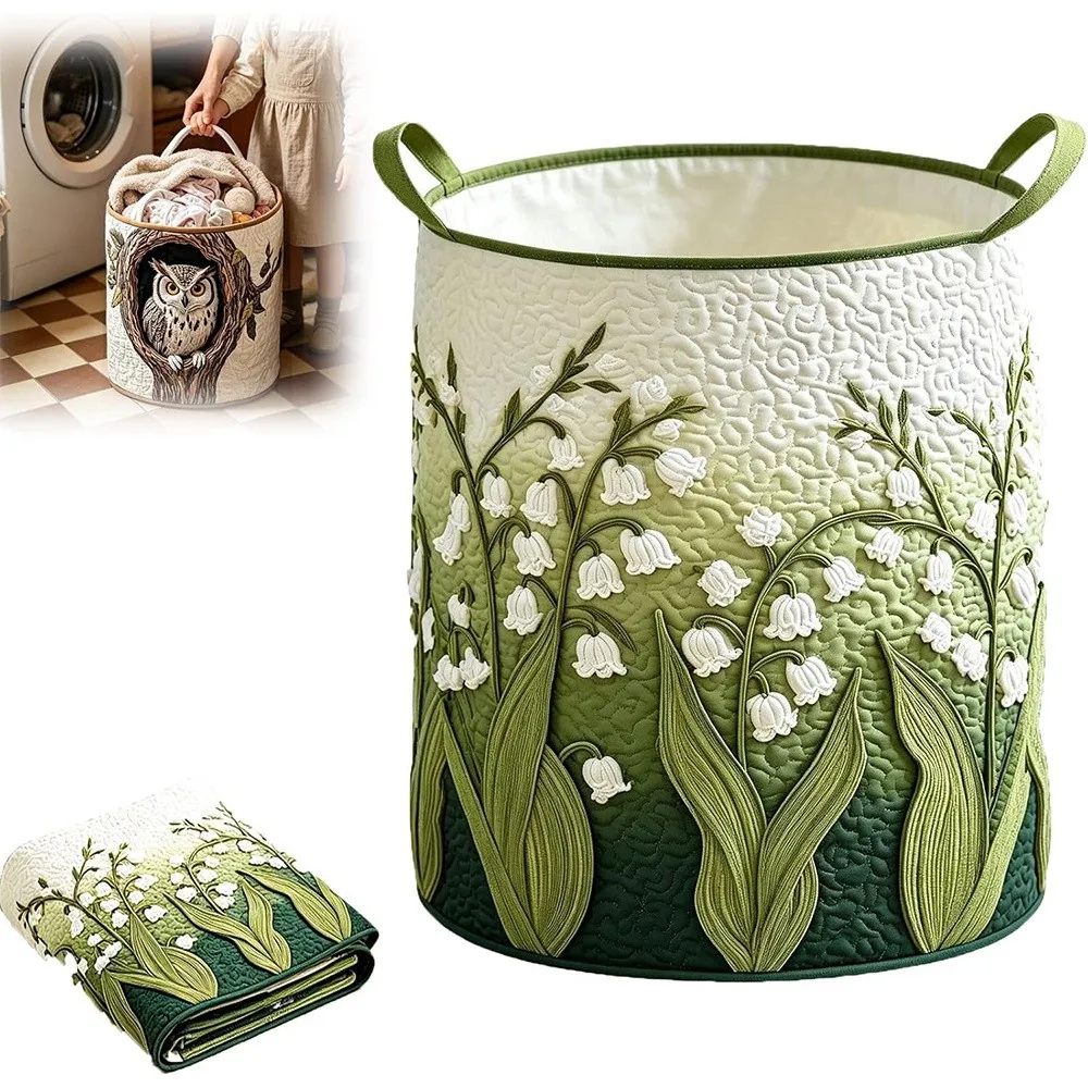 New Boho Quilted Laundry Basket Large Capacity with Handles Laundry Hamper Soft Floral Fabric Storage Basket Home Decor view 3