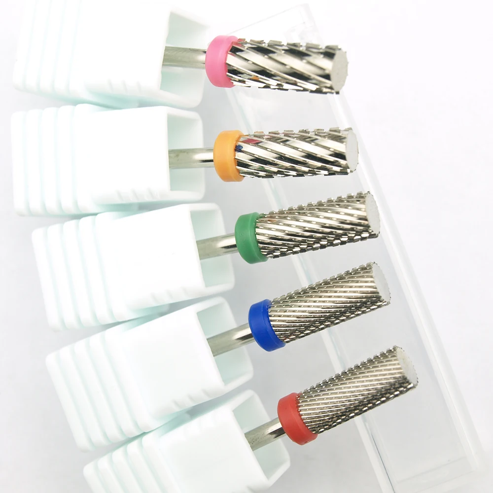 Professioneller 5-mm-Hartmetall-Nagelbohrer mit flachem Kopf – silberfarben, beidseitig verwendbar, 2,35-mm-Schaft