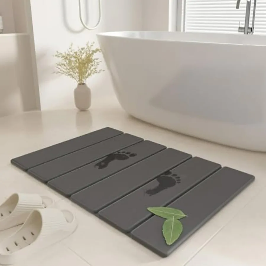 

Stone Bath Mat - Non-Slip Foldable Diatomite Bath Mat 23.6 x 15.3", Super Absorbent and Quick Drying Bathroom Mat Easy to Clean