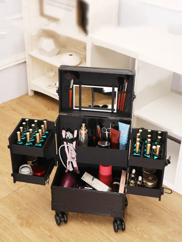 Multicamadas Cosméticos Mala, Maquiagem Case, Trolley, Beleza, Manicure, Organizador De Cosméticos, Caixa De Ferramentas, Malas De Viagem, Personalizado