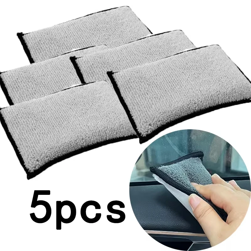 Microfiber Interior Scrubbing (5”x3”) Applicators Double Side Sponge Car for Leather,Plastic,Vinyl and Upholstery Cleaning