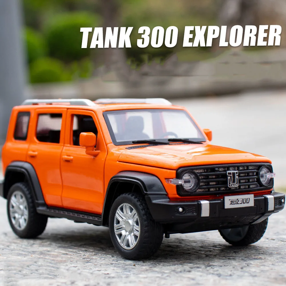 

1:32 Alloy Diecast Model Car Toy GreatWall Tank 300 Simulation Off Road Vehicles with Sound Light Toys For Boys Kids Collections