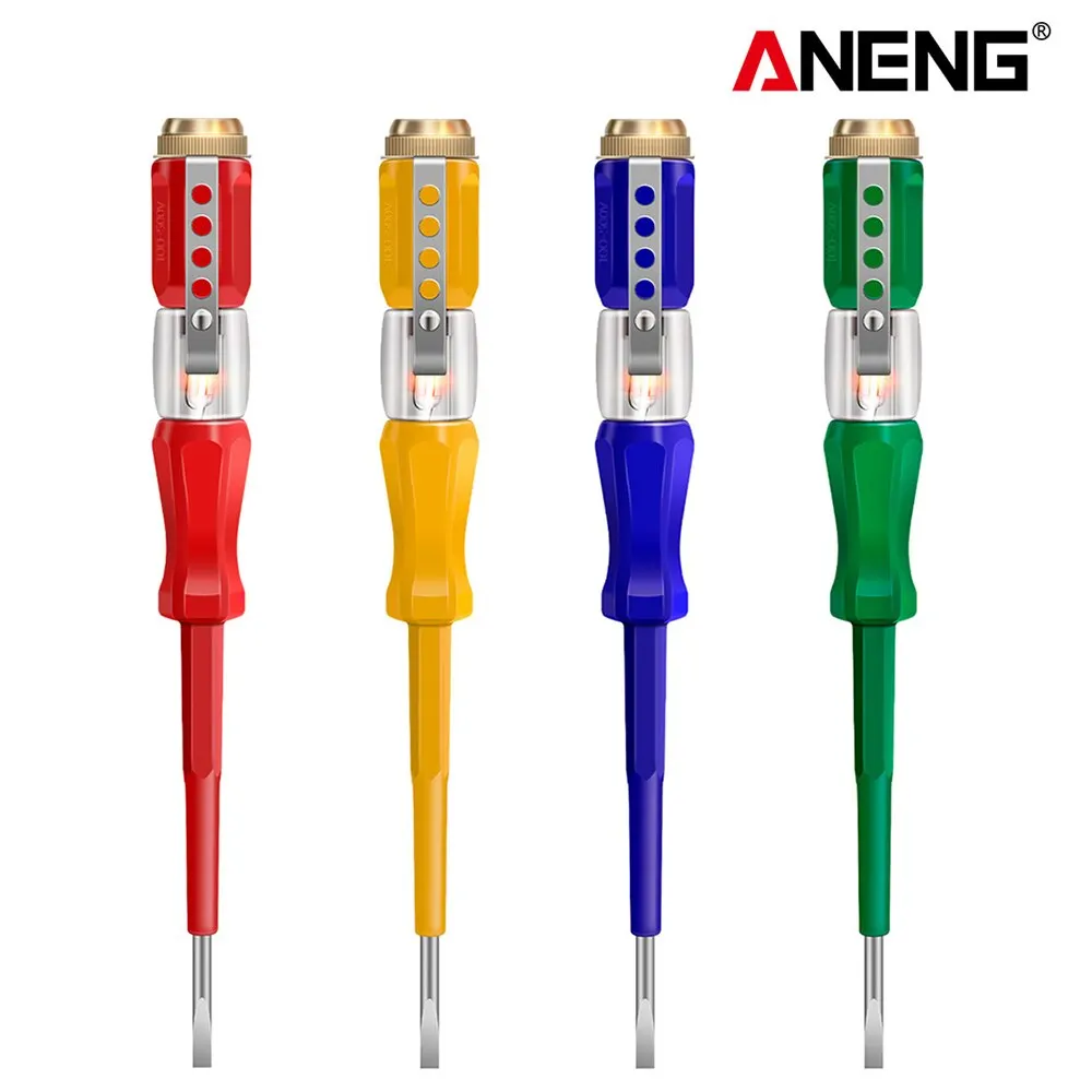 Chave de Fenda Elétrica ANENG B07 de Dupla Função com Lâmpada Neon, Cabo Isolado 100-500V, Ferramenta para Reparação de Circuitos Domésticos