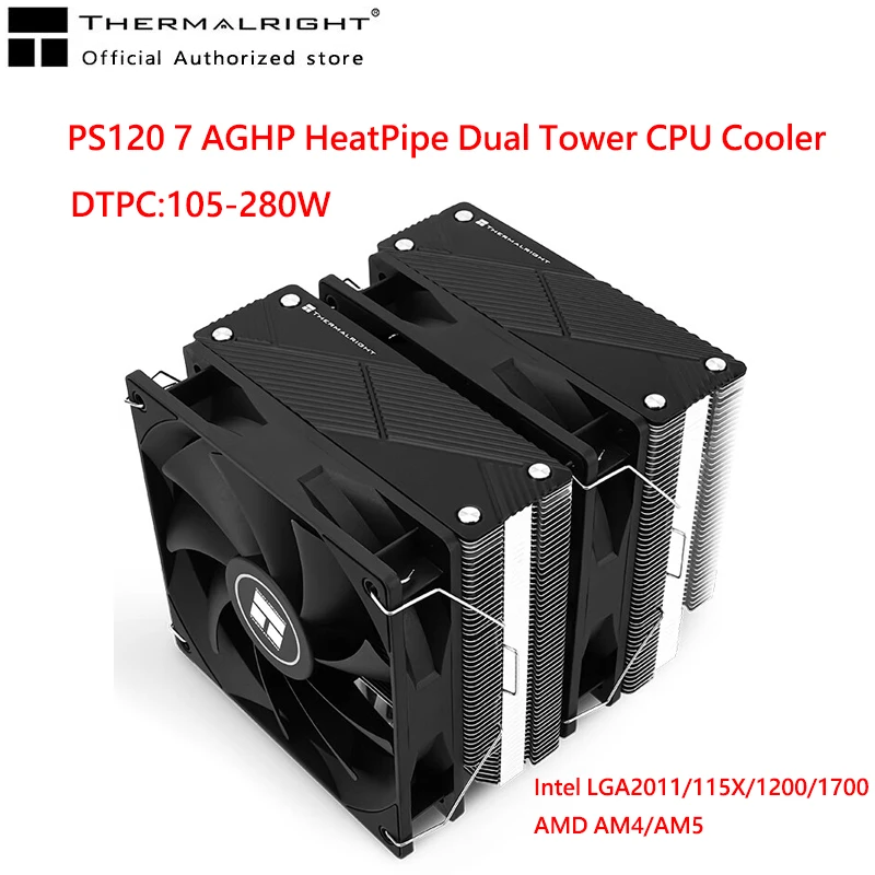 

Thermalright PS120 7 AGHP HeatPipe Dual Tower CPU Cooler 4pin PWM Pure Copper Air Cooler Radiator For LGA115X 1700 2011 AM4 AM5