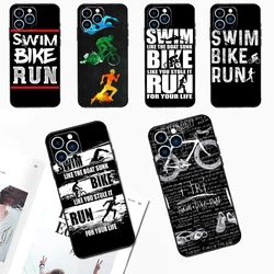 Swim Bike Run Triathlon Case For iPhone 15 16 14 13 12 11 Pro Max Mini Cover X XR XS 8 7 14 15 16 Plus Accessories