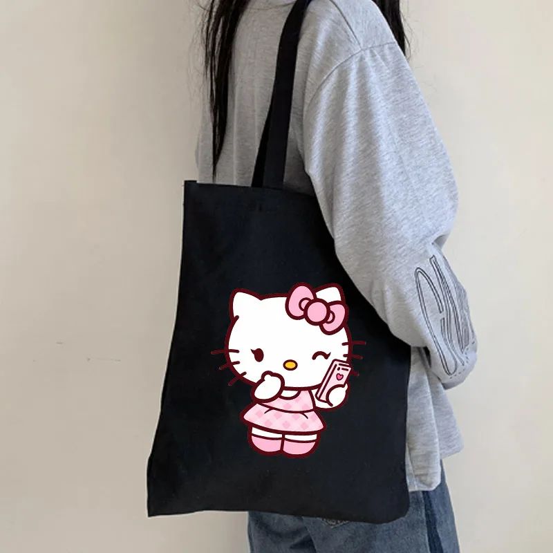 

Kawaii Hellokitty New Large Capacity Versatile Shoulder Bag Women's Shopper Bags Canvas Crossbody Bag Causal Tote Travel Handbag