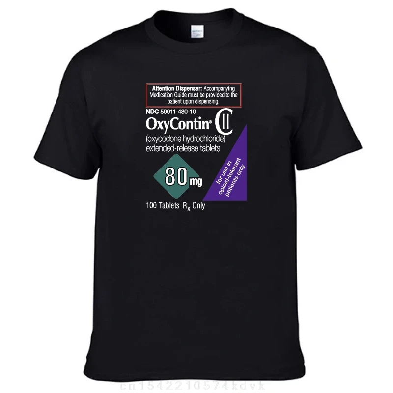 Oxycontin 80mg Label T-Shirt Cotton  Tee Top