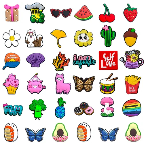 Imagen 1 del producto Ventas individuales, 1 Uds., accesorios para zapatos de animales y frutas, decoraciones con hebilla para zapatos de jardín de flores, abalorio apto para zapatos, regalo de vacaciones