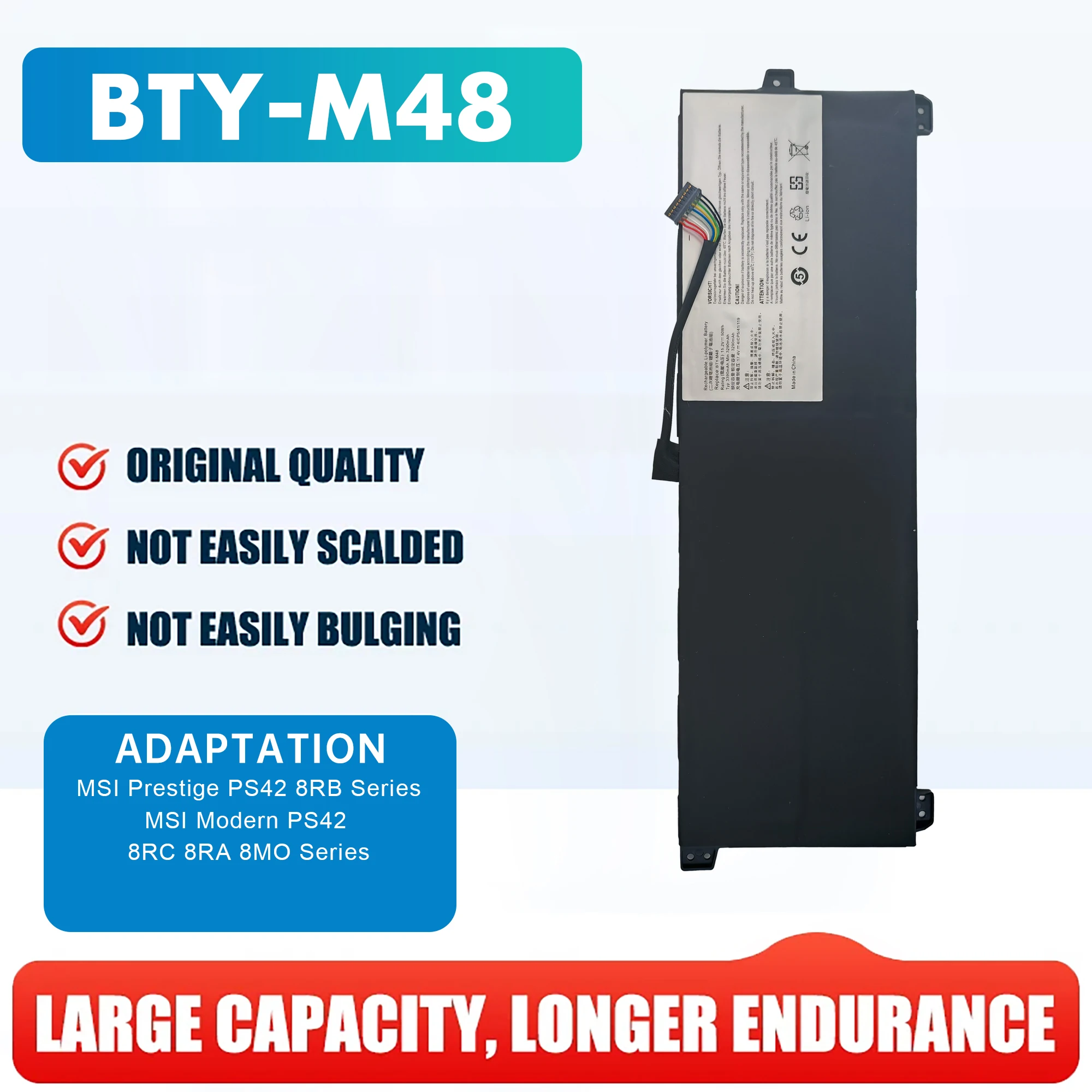 Laptop Battery BTY-M48 4ICP5/41/119 Battery For MSI PS42 8M-211PH 8RB Prestige 8RA-044VN 8RC-001ES 8M-437 MECHREVO S1 I5 I7