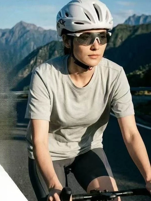 Men's Quick Dry Short Sleeve T-Shirt Outdoor Cycling Commute Casual Print Top Polyester Cotton Blend round Neck Regular Fit