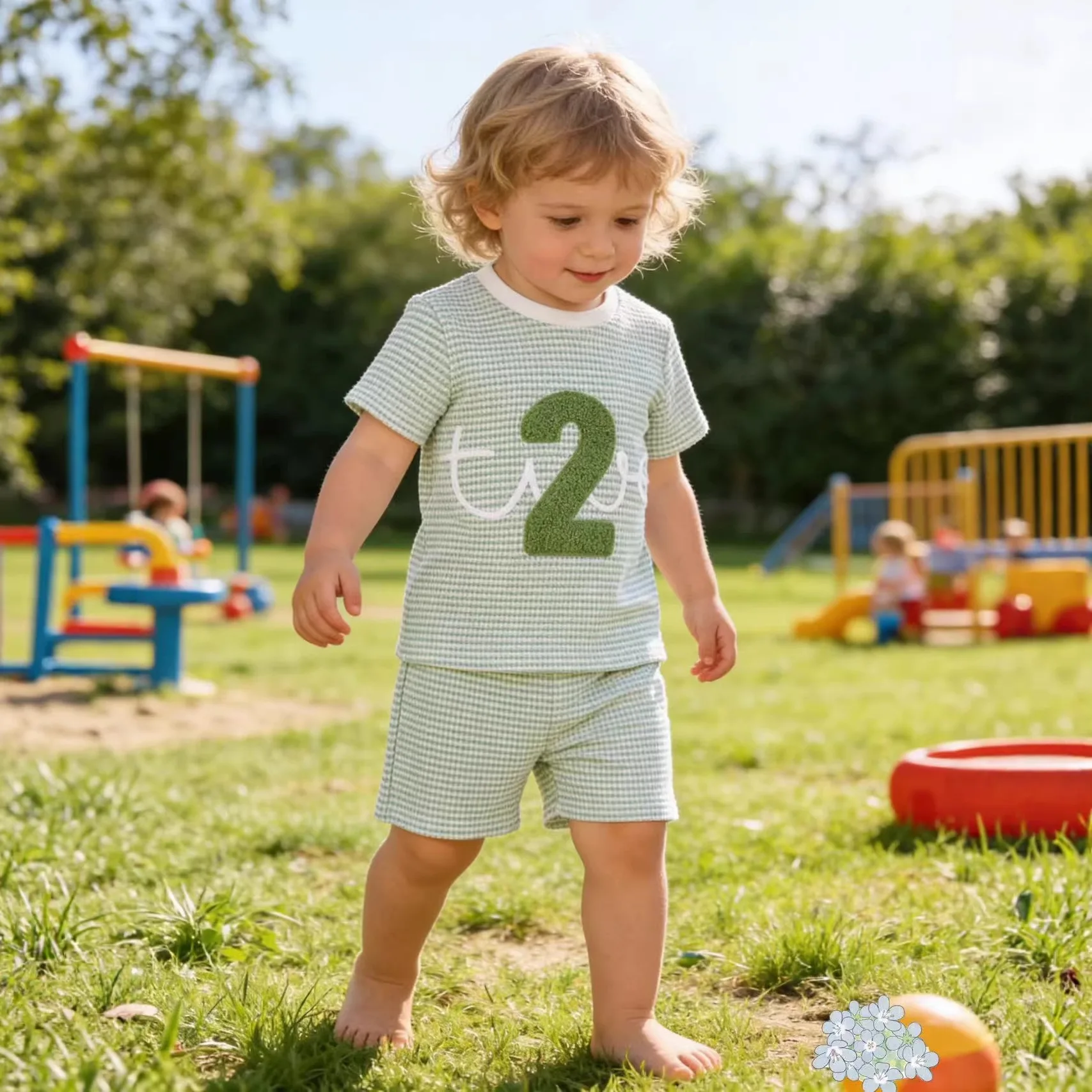 

Летний нейтральный комплект для младенцев и малышей: новая полосатая футболка с цифровым принтом и вышивкой + шорты, комплект из двух предметов