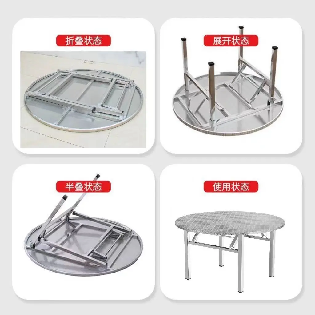 304 thick stainless steel round table folding household dining table food stalls catering water table night market stalls