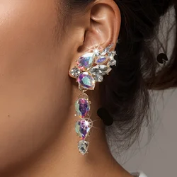 Vedawas Luxurious Colorful Rhinestone Wings Butterfly Earrings,Vintage Elegant Wedding Banquet Women Accessories