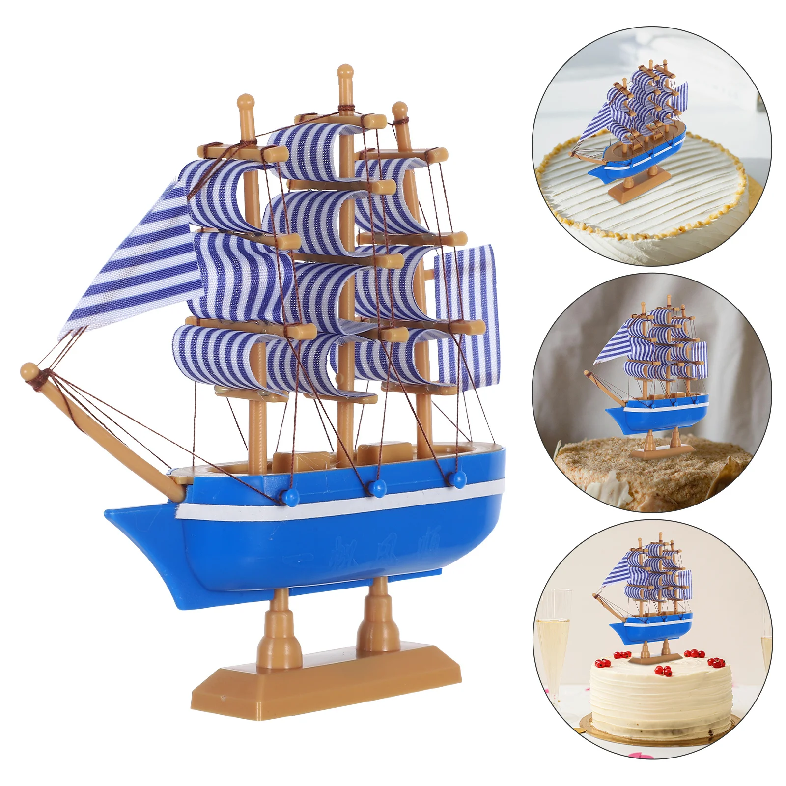 

Mediterranean Style Cake Decoration Graduation Sailboat Topper Baking Ornament Desktop Boat Party Wedding Sailing Theme Cupcake