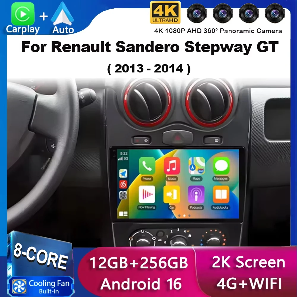 Car Radio Stereo Android 16 For Renault Sandero Stepway GT 2013-2014 Auto Player Multimedia Carplay GPS Navigation Head Unit 4G