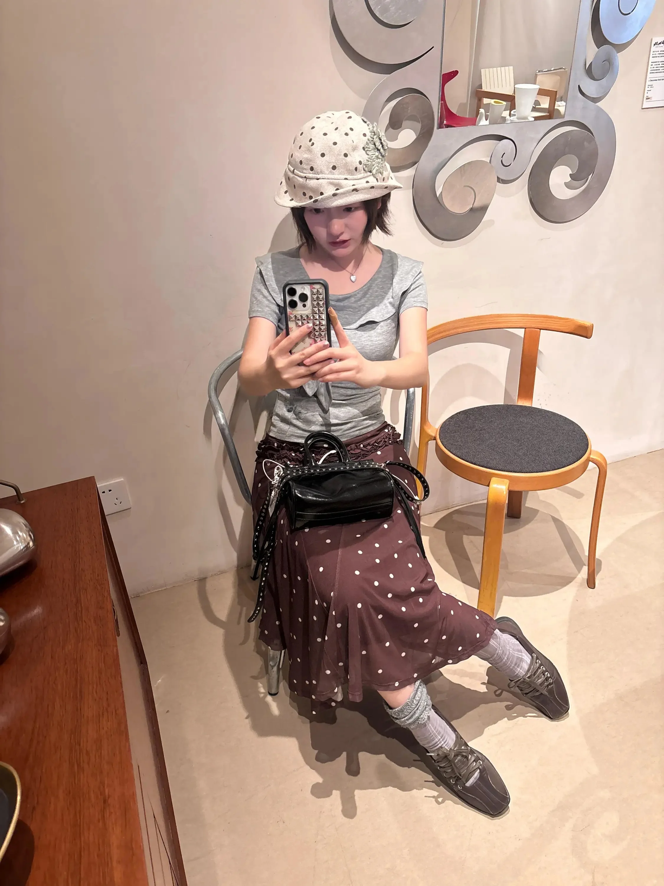 Retro American Polka Dot Design Half Skirt Women's Summer New Style Midi Skirt Elastic Waist Loose Fit Casual City Commute