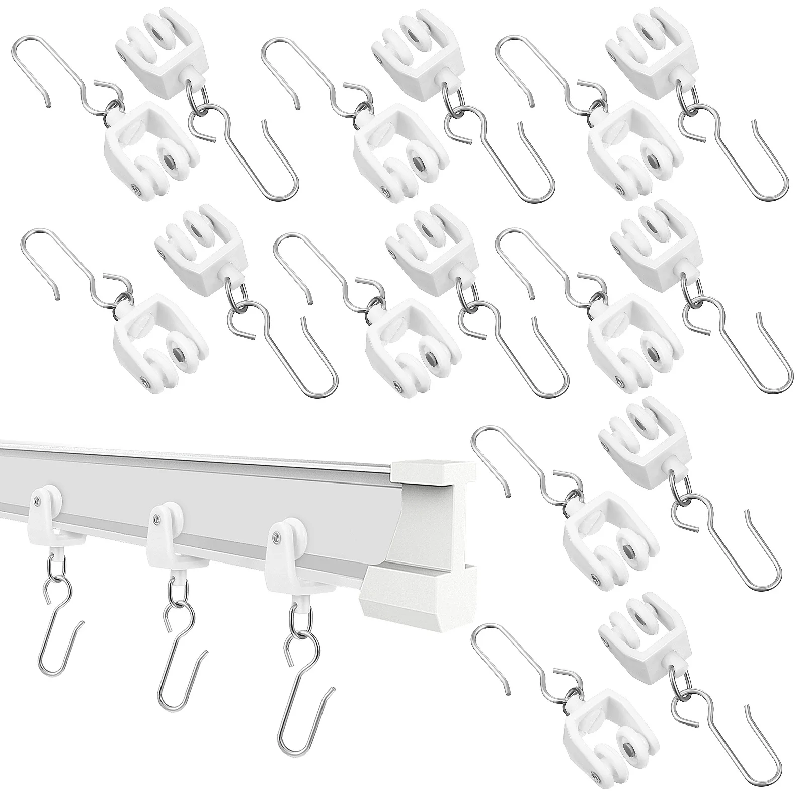 30 قطعة مسار الستارة الطائرات الشراعية السنانير الأسطوانة اكسسوارات البلاستيك الحديد السلس الشريحة للستائر الستائر الستار المسار الطائرات الشراعية #1