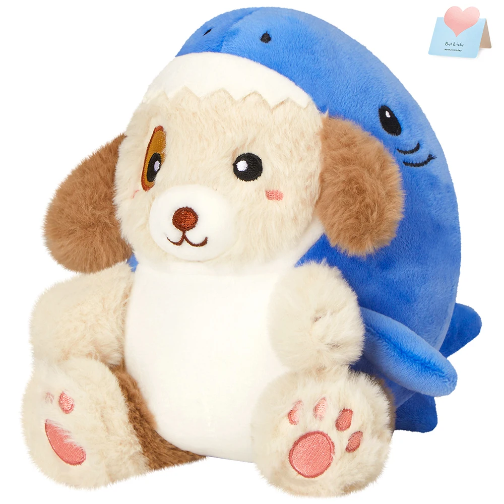 

30cm Pillow Toys Shark Dog Doll Throw Pillows Puppy Dolls Stuffed Animals Blue Shark Clothing Soft Brown Puppy Gifts for Girls