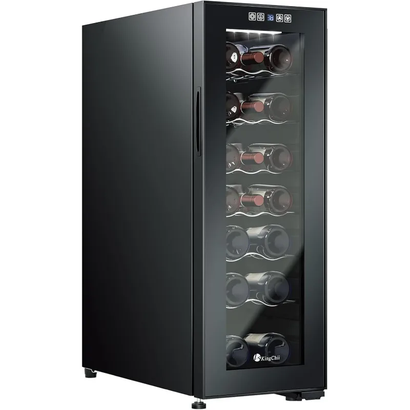 18 Bottle Wine Cooler Refrigerator Freestanding Wine Fridge - Low Noise Professional Compressor for Home, Office, or Kitchen