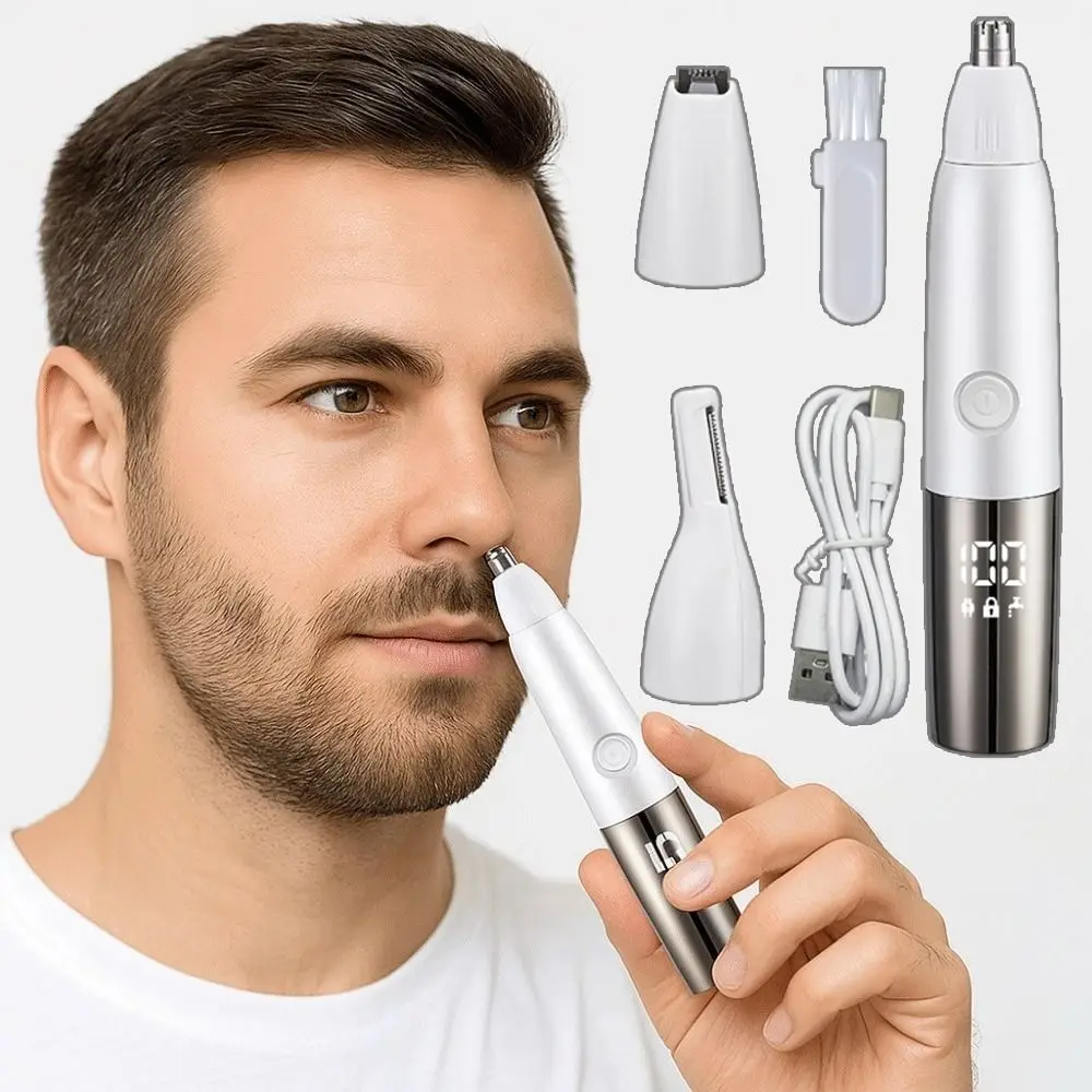 

4 in 1 Electric Nose Hair Trimmer Gentle Waterproof Eyebrow Trimmer Detachable Digital Display Women's Hair Shaver Legs