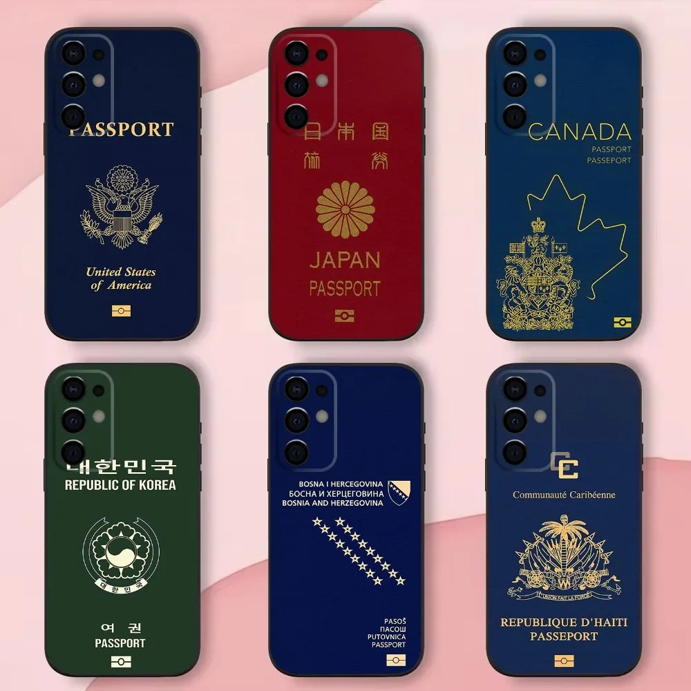 

Korea America National Passport Phone Case For Samsung S24,S21,S22,S23,S30,Ultra,S20,Plus,Fe,Lite,Note,10,9,5G Black Soft Shell
